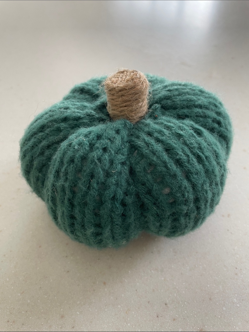 Handcrafted Green Knit Pumpkin Home Accent